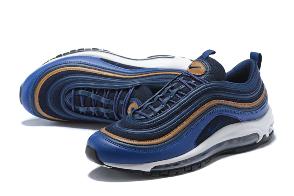 New Nike W Air Max 97 Blue Gold Black